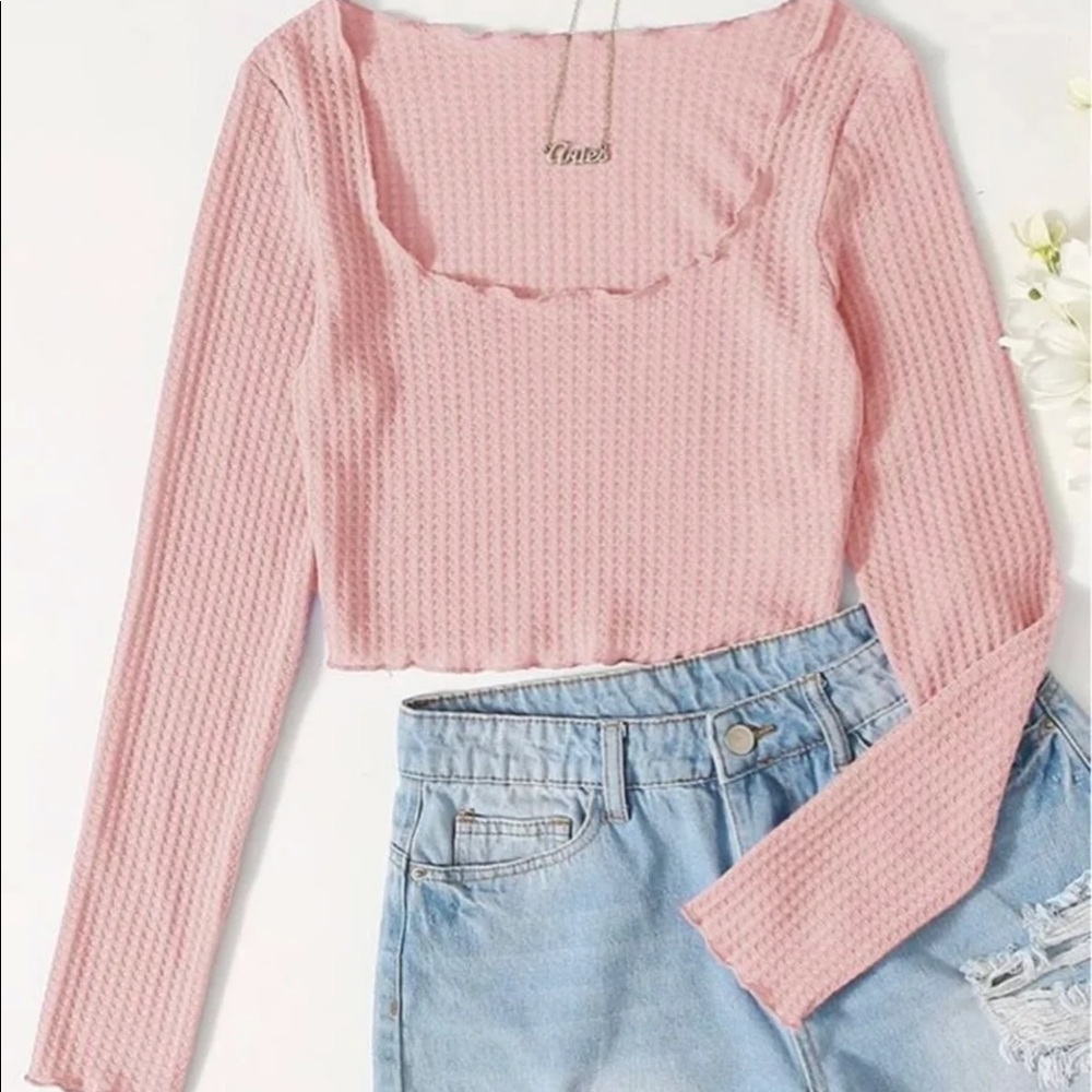 Waffle Cropped Knit Top